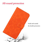 For iPhone 16 Pro Ethnic Style Embossed Pattern Leather Phone Case(Orange)