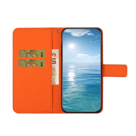 For iPhone 16 Ethnic Style Embossed Pattern Leather Phone Case(Orange)