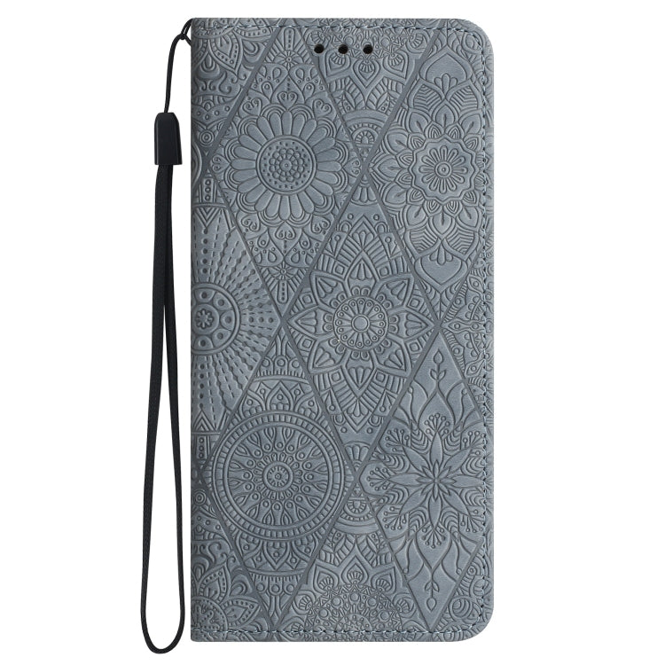 For iPhone 16 Pro Ethnic Embossed Adsorption Leather Phone Case(Grey)