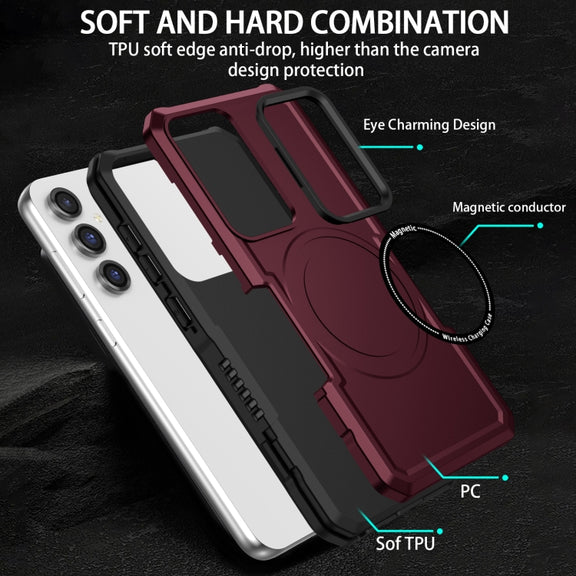 For Samsung Galaxy S23 FE MagSafe Shockproof Armor Phone Case(Wine Red)
