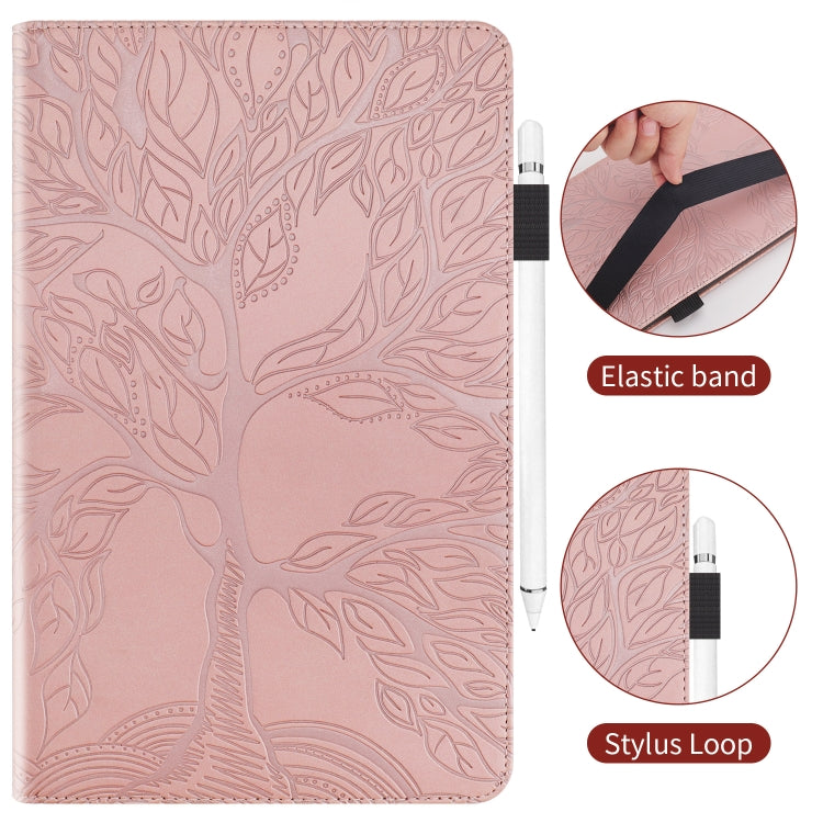 For Amazon Fire Max 11 Life Tree Series Horizontal Flip Leather Tablet Case(Rose Gold)