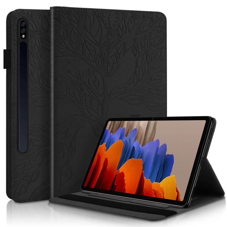 For Samsung Galaxy Tab S9+ Life Tree Series Horizontal Flip Leather Tablet Case(Black)