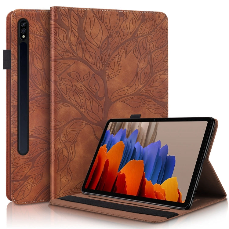 For Samsung Galaxy Tab S9+ / S9 FE+ Life Tree Series Horizontal Flip Leather Tablet Case(Brown)