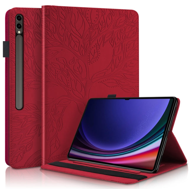 For Samsung Galaxy Tab S9 Ultra Life Tree Series Horizontal Flip Leather Tablet Case(Red)