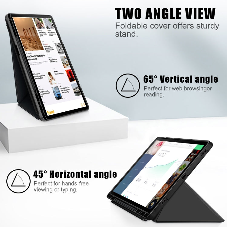 For Samsung Galaxy Tab S9 Cloth Texture Multi-folding Horizontal Flip Leather Tablet Case(Black)