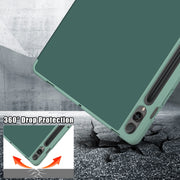 For Samsung Galaxy Tab S9 Cloth Texture Multi-folding Horizontal Flip Leather Tablet Case(Dark Green)