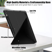 For Samsung Galaxy Tab S9+ Cloth Texture Multi-folding Horizontal Flip Leather Tablet Case(Black)