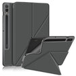 For Samsung Galaxy Tab S9+ Cloth Texture Multi-folding Horizontal Flip Leather Tablet Case(Grey) - Galaxy Tab S9+ Cases by PMC Jewellery | Online Shopping South Africa | PMC Jewellery | Buy Now Pay Later Mobicred