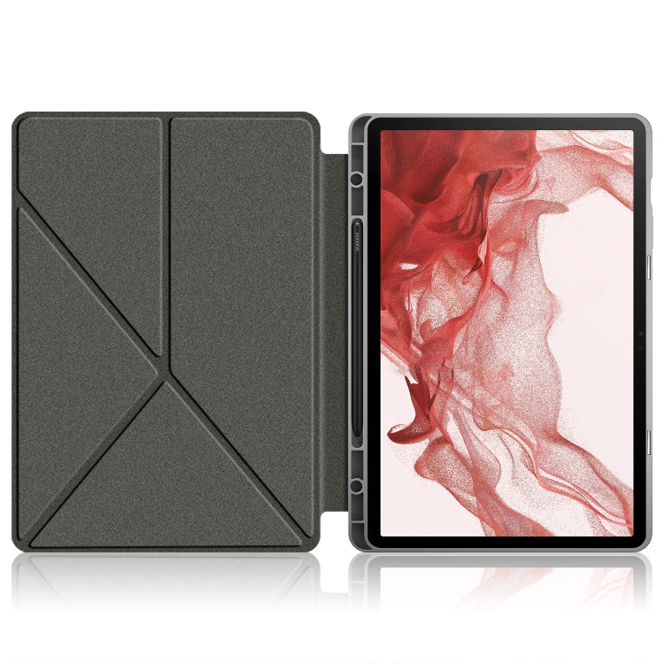 For Samsung Galaxy Tab S9+ Cloth Texture Multi-folding Horizontal Flip Leather Tablet Case(Grey)