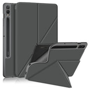 For Samsung Galaxy Tab S9+ Cloth Texture Multi-folding Horizontal Flip Leather Tablet Case(Grey)
