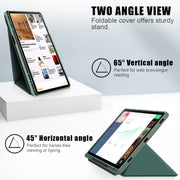 For Samsung Galaxy Tab S9+ Cloth Texture Multi-folding Horizontal Flip Leather Tablet Case(Dark Green)