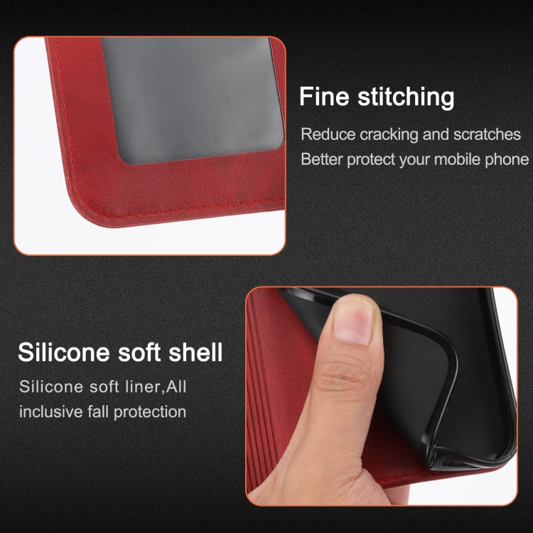 For iPhone 16 Pro Max Embossed Happy Cat Pattern Flip Leather Phone Case(Red)