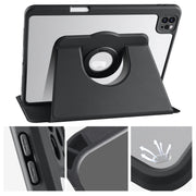 For iPad Pro 11 2024 Acrylic 360 Rotation Detachable Leather Tablet Case(Black)