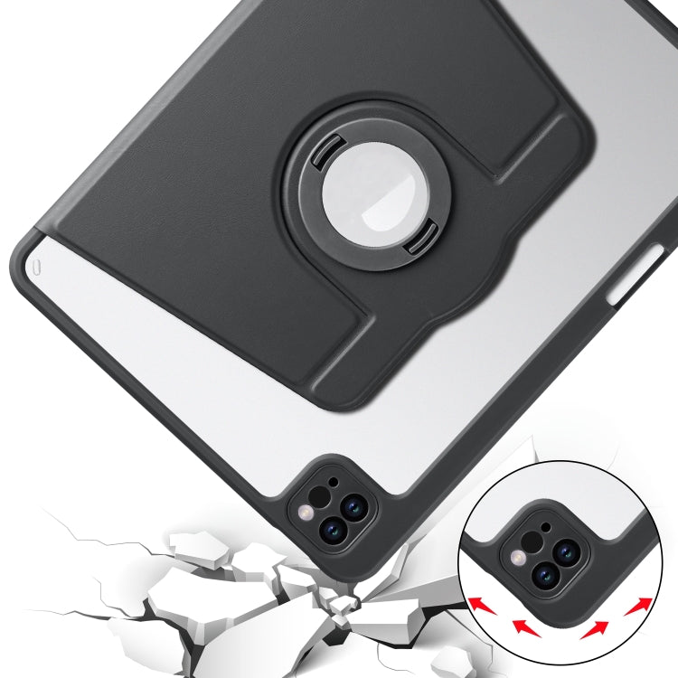 For iPad Pro 11 2024 Acrylic 360 Rotation Detachable Leather Tablet Case(Black)