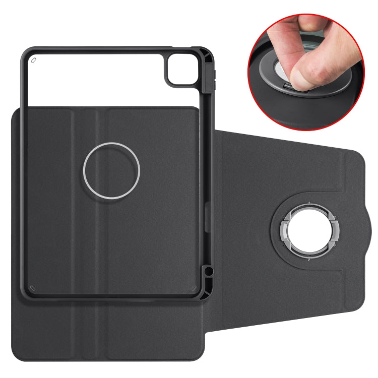 For iPad Pro 11 2024 Acrylic 360 Rotation Detachable Leather Tablet Case(Black)