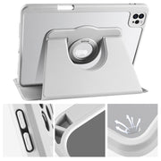 For iPad Pro 11 2024 Acrylic 360 Rotation Detachable Leather Tablet Case(Grey)