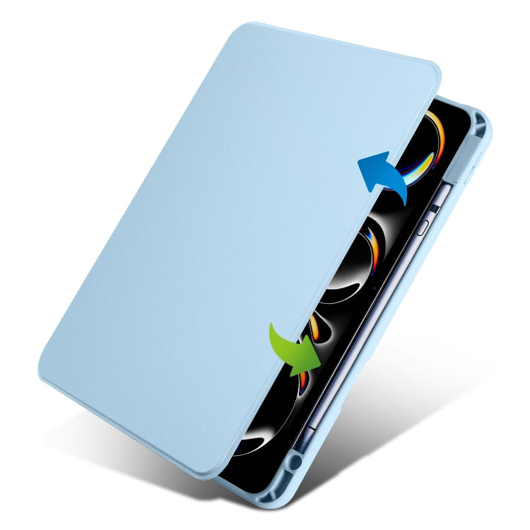 For iPad Pro 13 2024 Acrylic 360 Rotation Detachable Leather Tablet Case(Ice Blue)