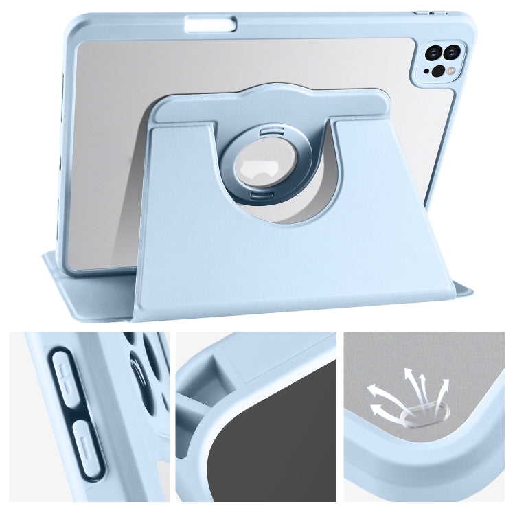 For iPad Pro 13 2024 Acrylic 360 Rotation Detachable Leather Tablet Case(Ice Blue)