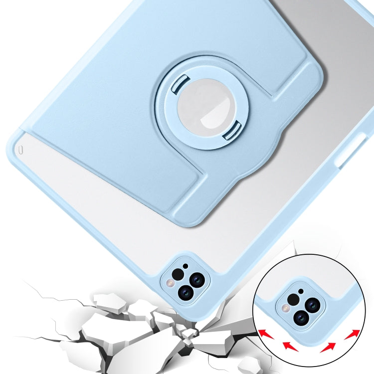 For iPad Pro 13 2024 Acrylic 360 Rotation Detachable Leather Tablet Case(Ice Blue)