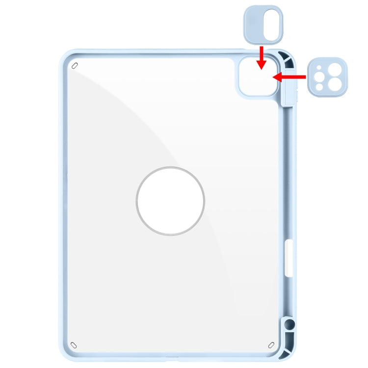 For iPad Pro 13 2024 Acrylic 360 Rotation Detachable Leather Tablet Case(Ice Blue)