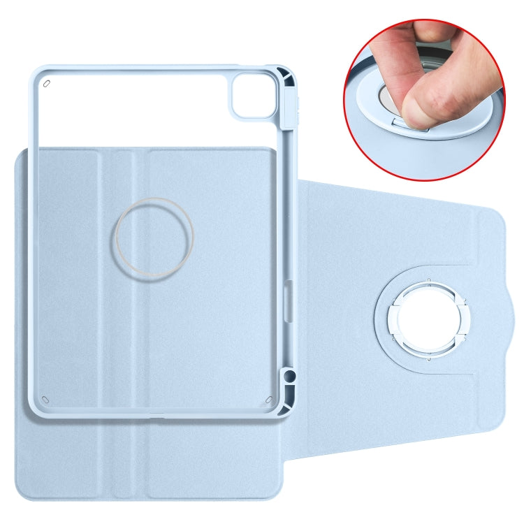 For iPad Pro 13 2024 Acrylic 360 Rotation Detachable Leather Tablet Case(Ice Blue)