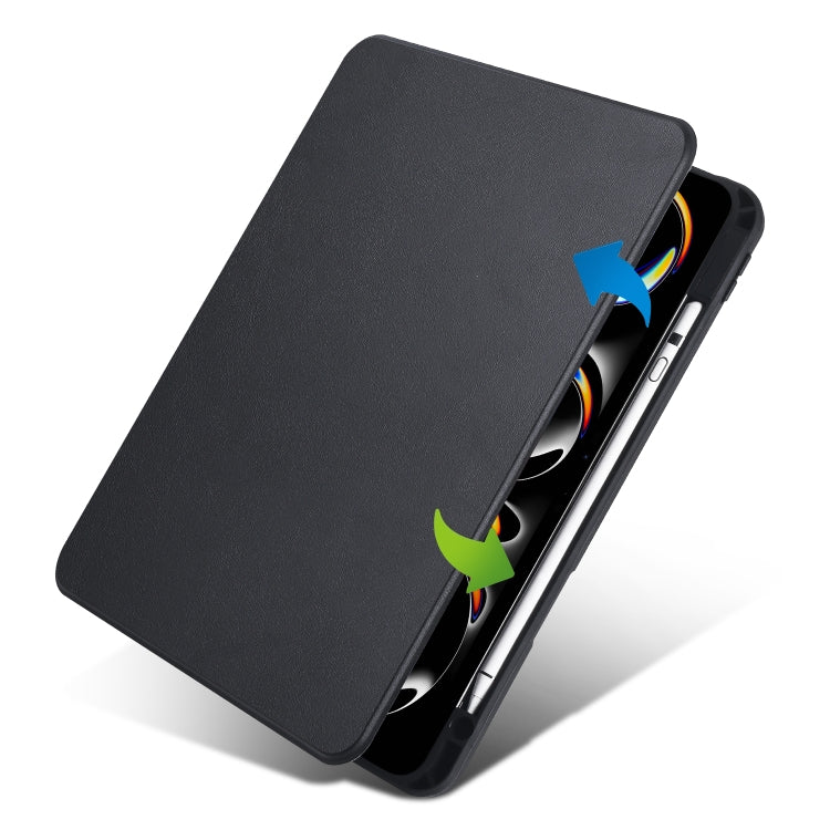 For iPad Pro 13 2024 Acrylic 360 Rotation Detachable Leather Tablet Case(Black)