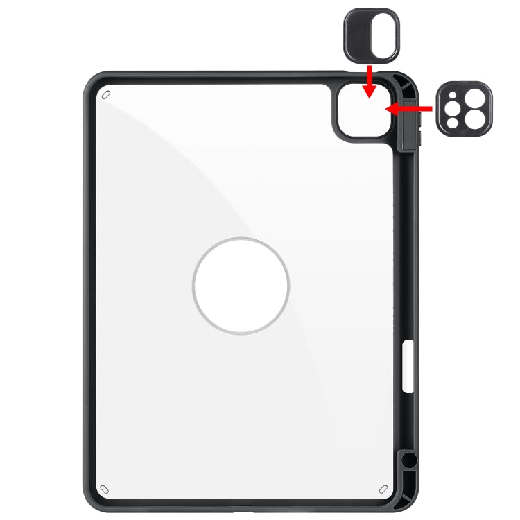 For iPad Pro 13 2024 Acrylic 360 Rotation Detachable Leather Tablet Case(Black)