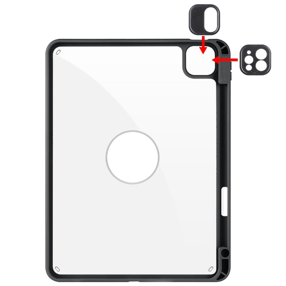 For iPad Pro 13 2024 Acrylic 360 Rotation Detachable Leather Tablet Case(Black)