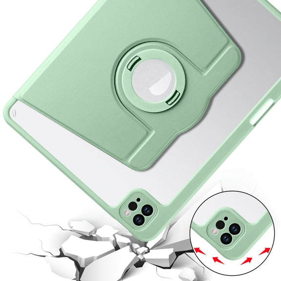 For iPad Pro 13 2024 Acrylic 360 Rotation Detachable Leather Tablet Case(Green)