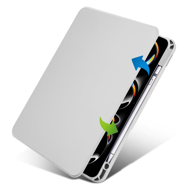 For iPad Pro 13 2024 Acrylic 360 Rotation Detachable Leather Tablet Case(Grey)