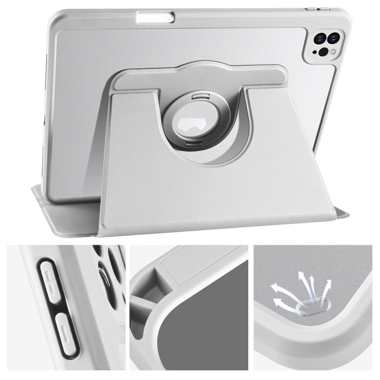 For iPad Pro 13 2024 Acrylic 360 Rotation Detachable Leather Tablet Case(Grey)