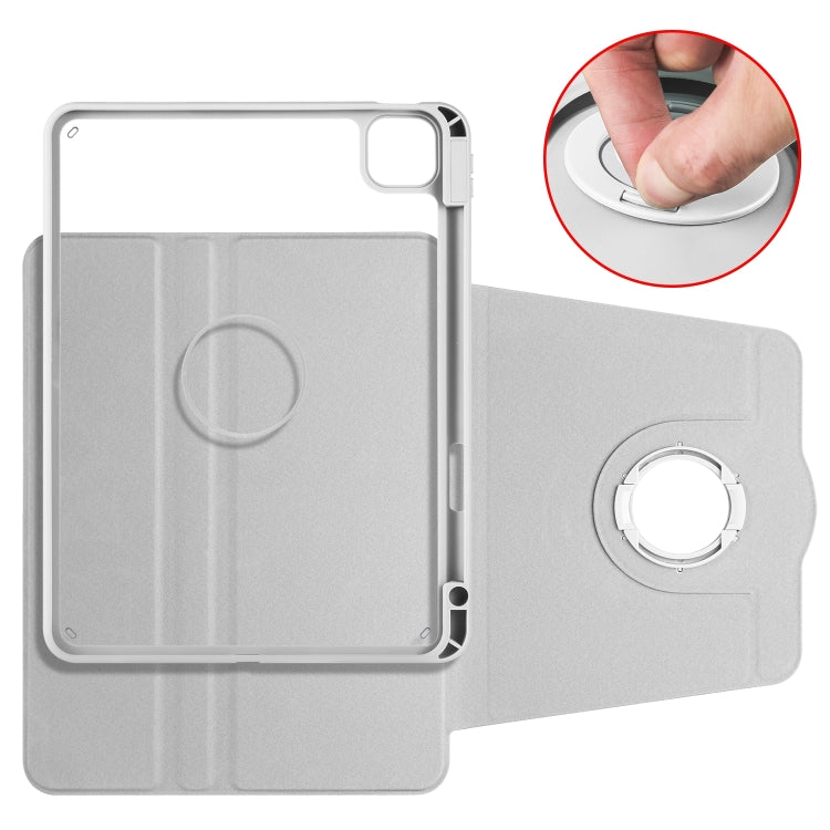 For iPad Pro 13 2024 Acrylic 360 Rotation Detachable Leather Tablet Case(Grey)