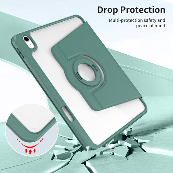 For iPad Air 13 2025 / 2024 Acrylic 360 Rotation Detachable Leather Tablet Case(Deep Green)