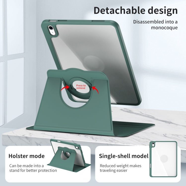For iPad Air 13 2025 / 2024 Acrylic 360 Rotation Detachable Leather Tablet Case(Deep Green)