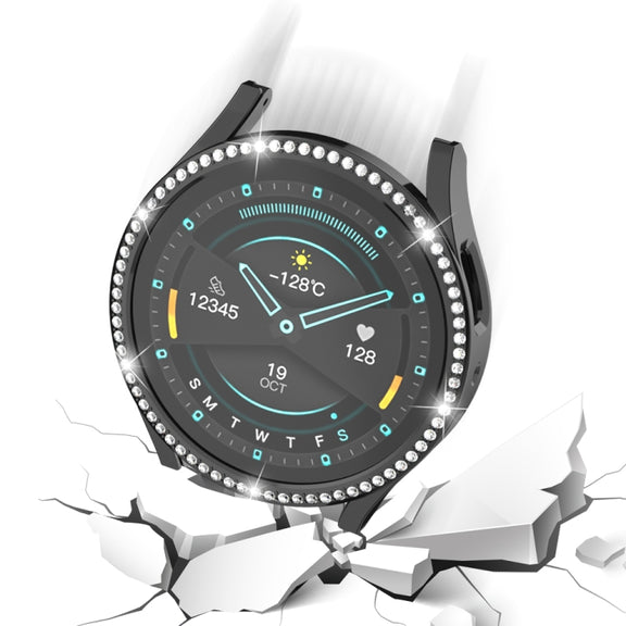 For Samsung Galaxy Watch 6 40mm Diamond Hollow PC Watch Protective Case(Black)