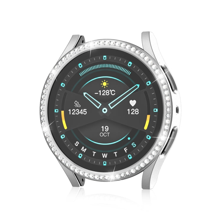 For Samsung Galaxy Watch 6 40mm Diamond Hollow PC Watch Protective Case(Silver)