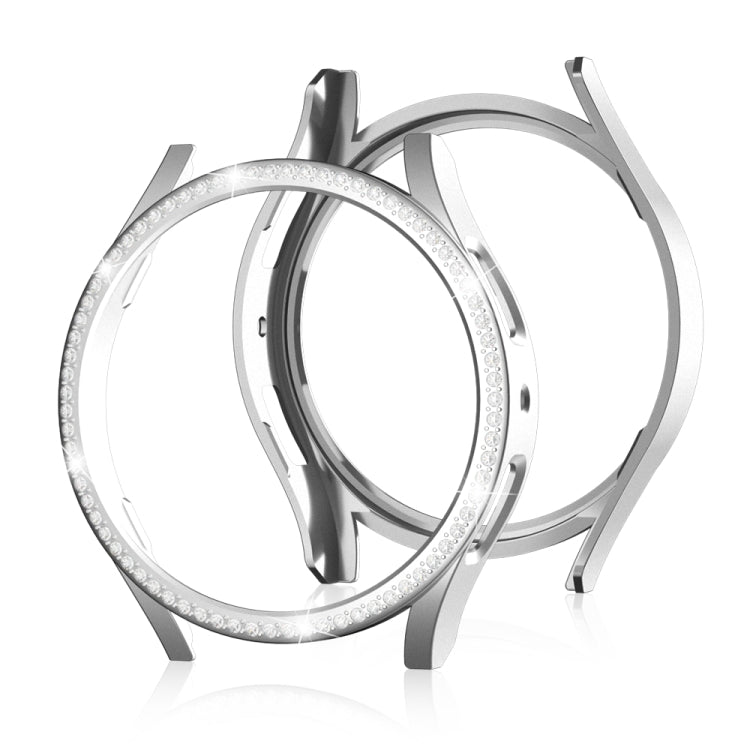 For Samsung Galaxy Watch 6 40mm Diamond Hollow PC Watch Protective Case(Silver)