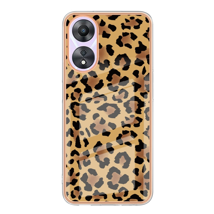 For OPPO A78 / A58 Electroplating Marble Dual-side IMD Phone Case(Leopard Print)