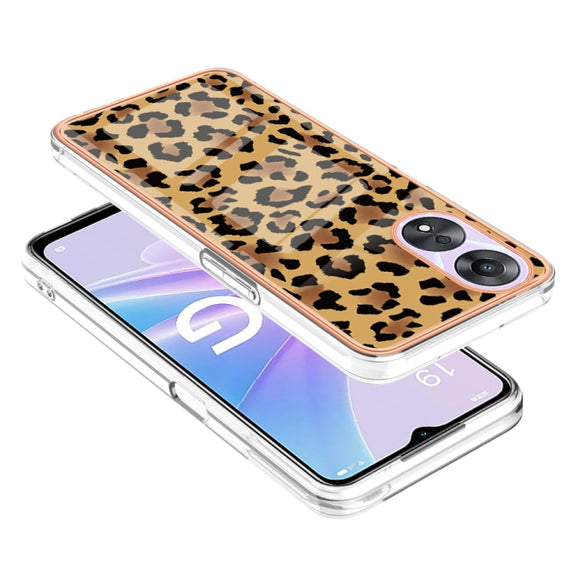 For OPPO A78 / A58 Electroplating Marble Dual-side IMD Phone Case(Leopard Print)