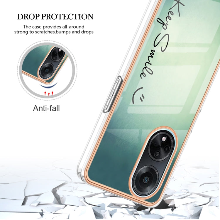 For OPPO A98 Electroplating Marble Dual-side IMD Phone Case(Smile)