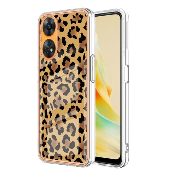 For OPPO Reno8 T 4G Electroplating Marble Dual-side IMD Phone Case(Leopard Print)