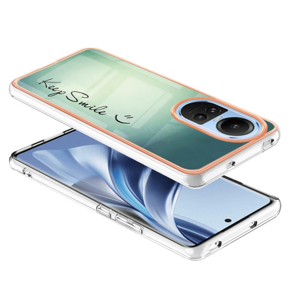 For OPPO Reno10 5G Global Electroplating Marble Dual-side IMD Phone Case(Smile)