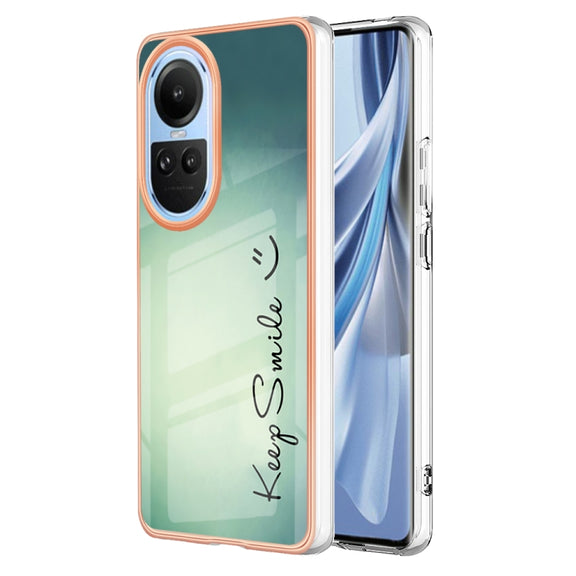For OPPO Reno10 5G Global Electroplating Marble Dual-side IMD Phone Case(Smile)