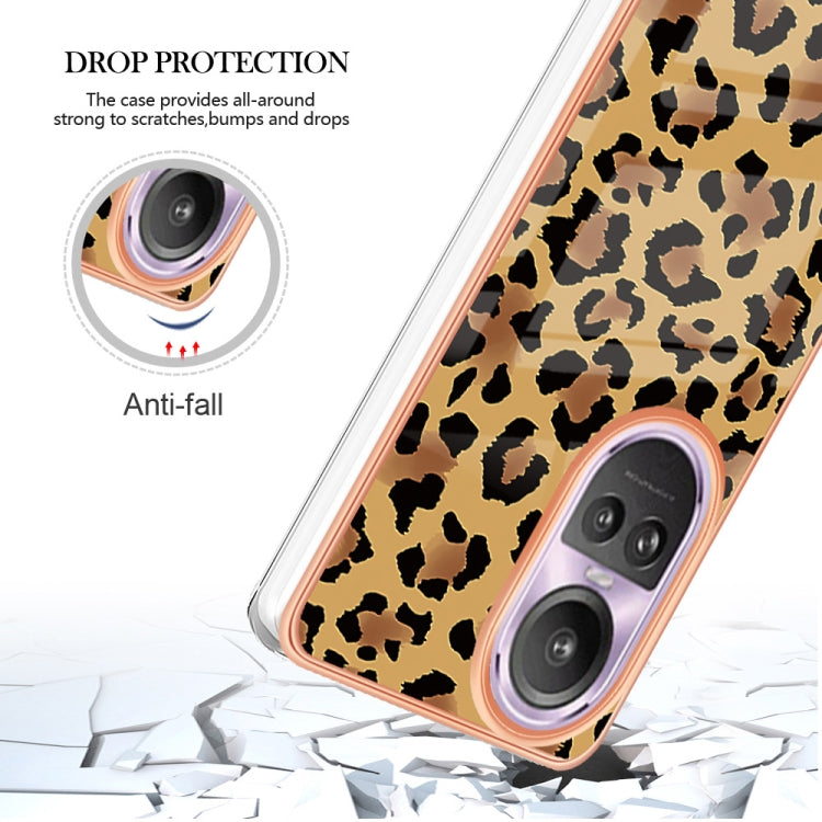 For OPPO Reno10 Pro 5G Global Electroplating Marble Dual-side IMD Phone Case(Leopard Print)