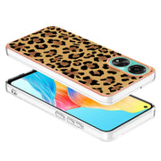 For OPPO A78 4G Electroplating Marble Dual-side IMD Phone Case(Leopard Print)