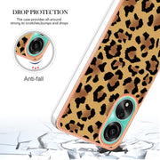 For OPPO A78 4G Electroplating Marble Dual-side IMD Phone Case(Leopard Print)