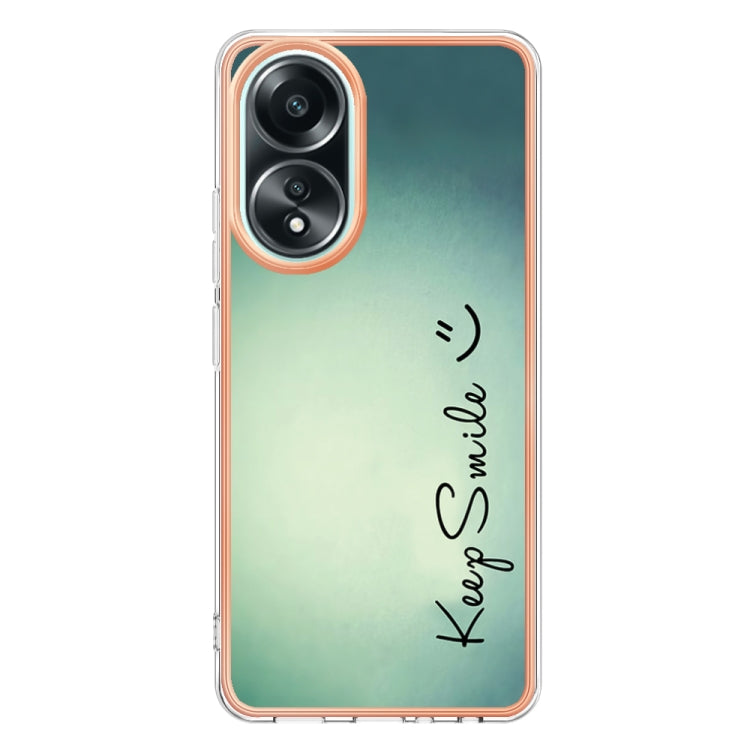 For OPPO A58 4G Electroplating Marble Dual-side IMD Phone Case(Smile)