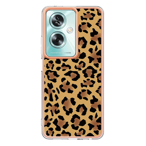 For OPPO A79 5G Global Electroplating Marble Dual-side IMD Phone Case(Leopard Print)