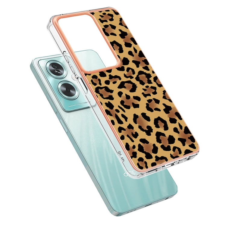 For OPPO A79 5G Global Electroplating Marble Dual-side IMD Phone Case(Leopard Print)