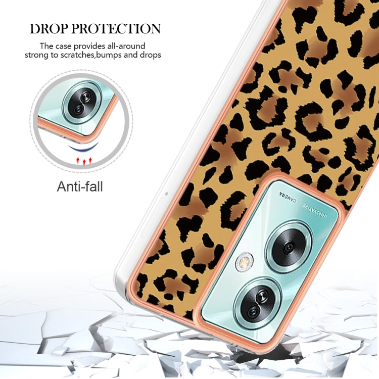 For OPPO A79 5G Global Electroplating Marble Dual-side IMD Phone Case(Leopard Print)
